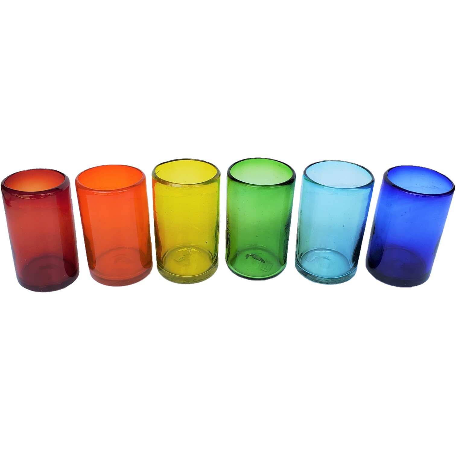 MEXICAN GLASSWARE / Rainbow Colored drinking glasses (set of 6)